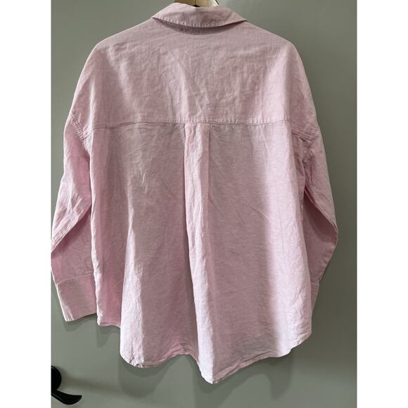 Pietro Brunelli Linen blend Italy maternity button down pink Shirt Size XL - Picture 2 of 9